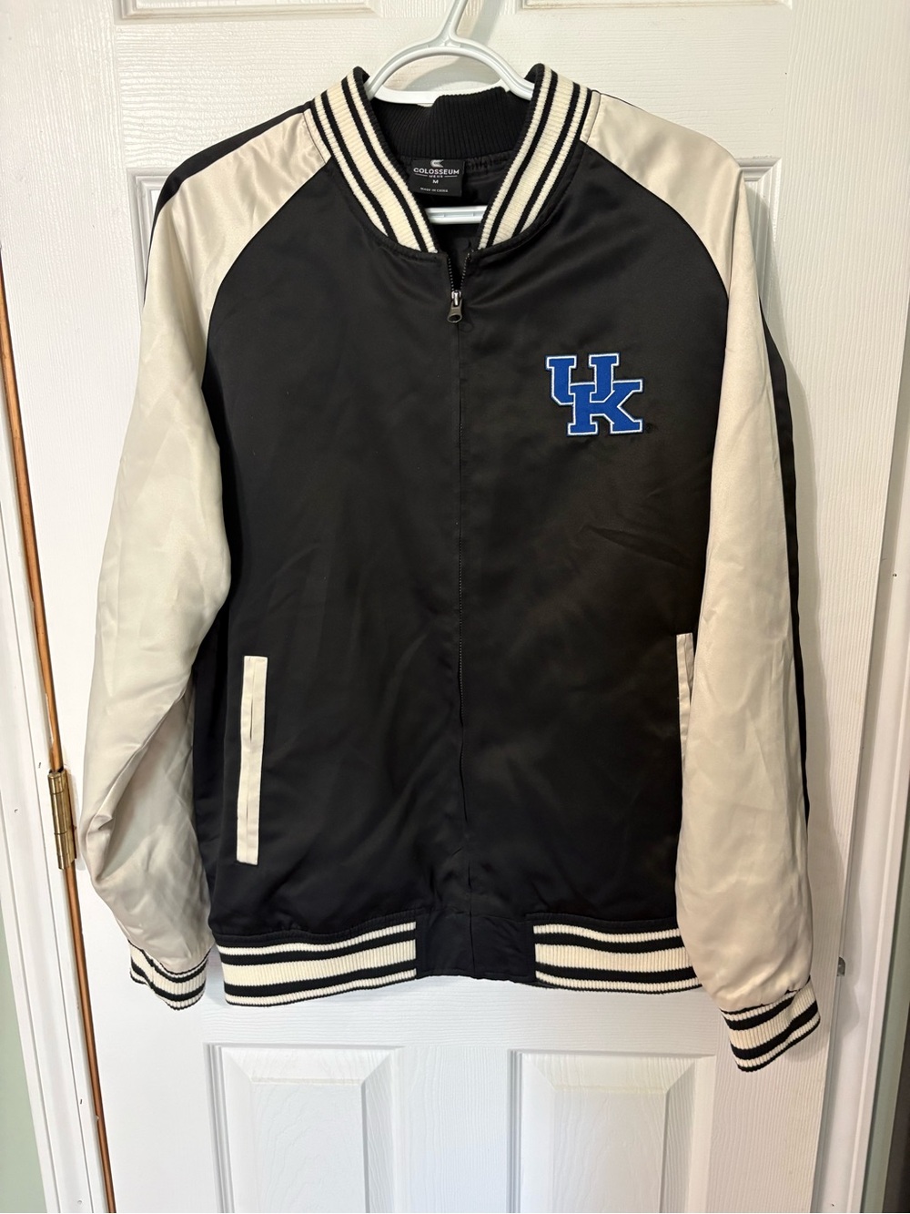 Colosseum Black, Cream UK Logo Varsity Jacket